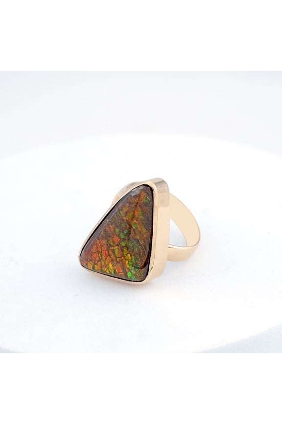 Ammolite Ring-Trillion