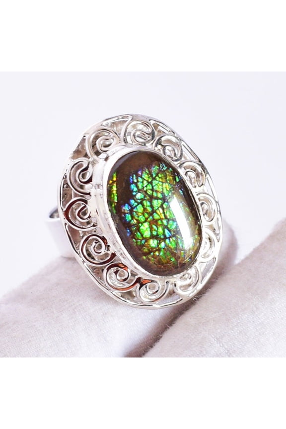 Ammolite Ring-Vintage Oval