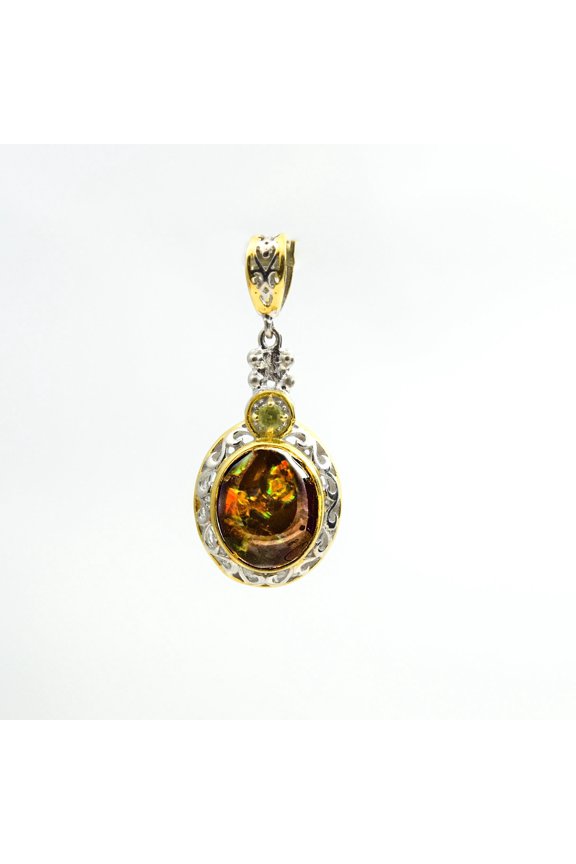 Ammolite Small Pendant-Round Vintage