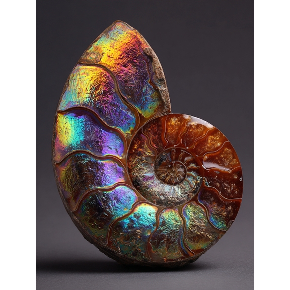 Ammonite Fossil Shell Canvas Print, Decor for Living Room, Office, Hotel, Home Bar, Study Room