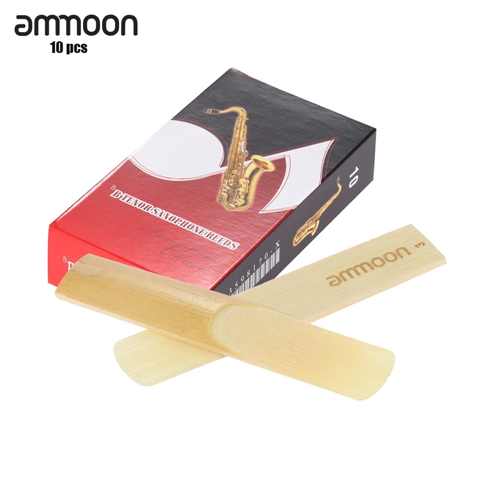 Ammoon 10-pack Pieces Strength 3.0 Bamboo Reeds for Bb Tenor Saxophone ...