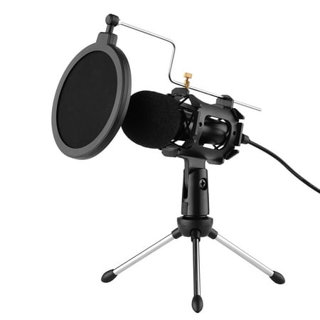Ammoon PC/Phone Microphone,3.5mm Plug+Play Home Recording Studio Equipment for Live Broadcast Conferencing Chatting