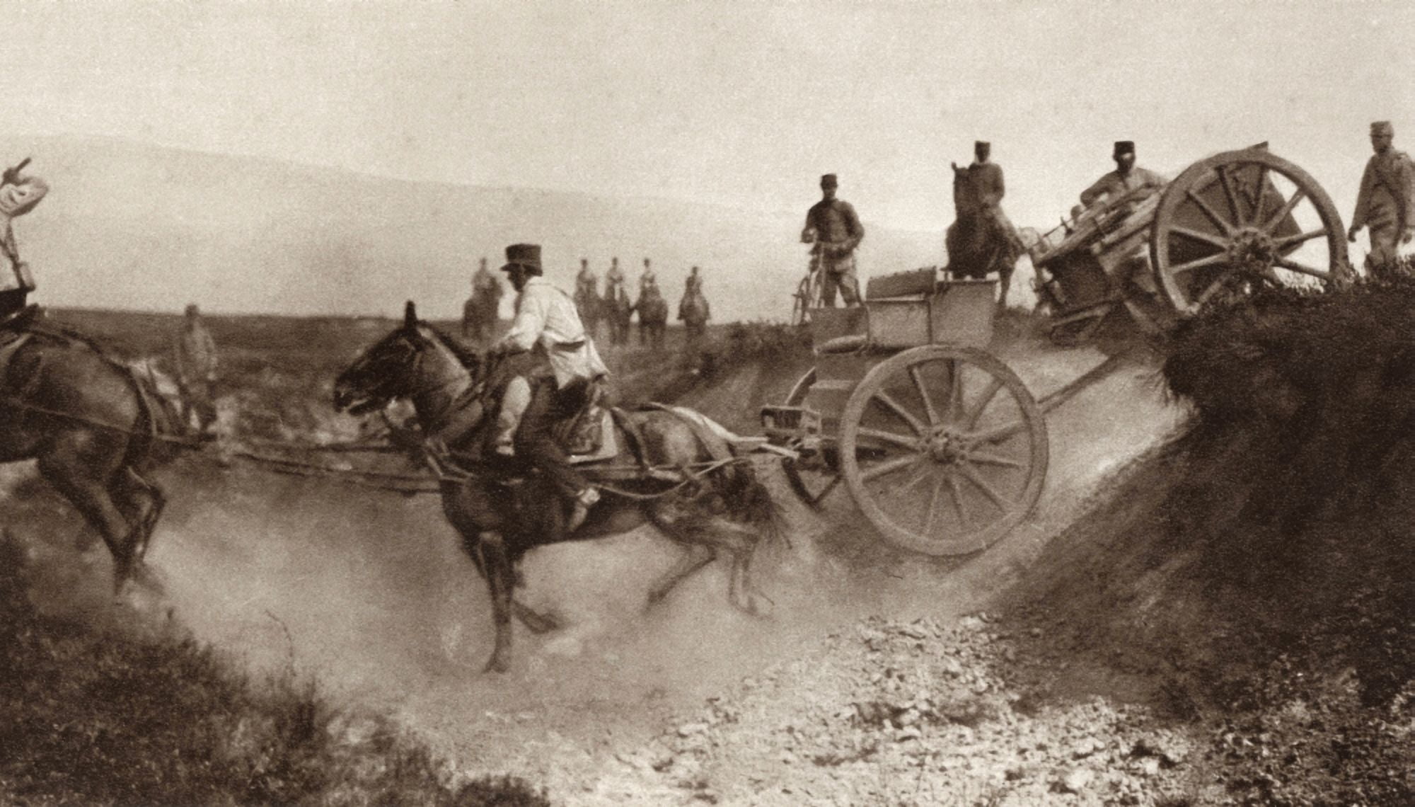 Ammunition Wagons Of An Italian Field Battery Moving Across Country During World War I From The Illustrated War News 1915 Canvas Art - Ken Welsh Design Pics (19 x 11)