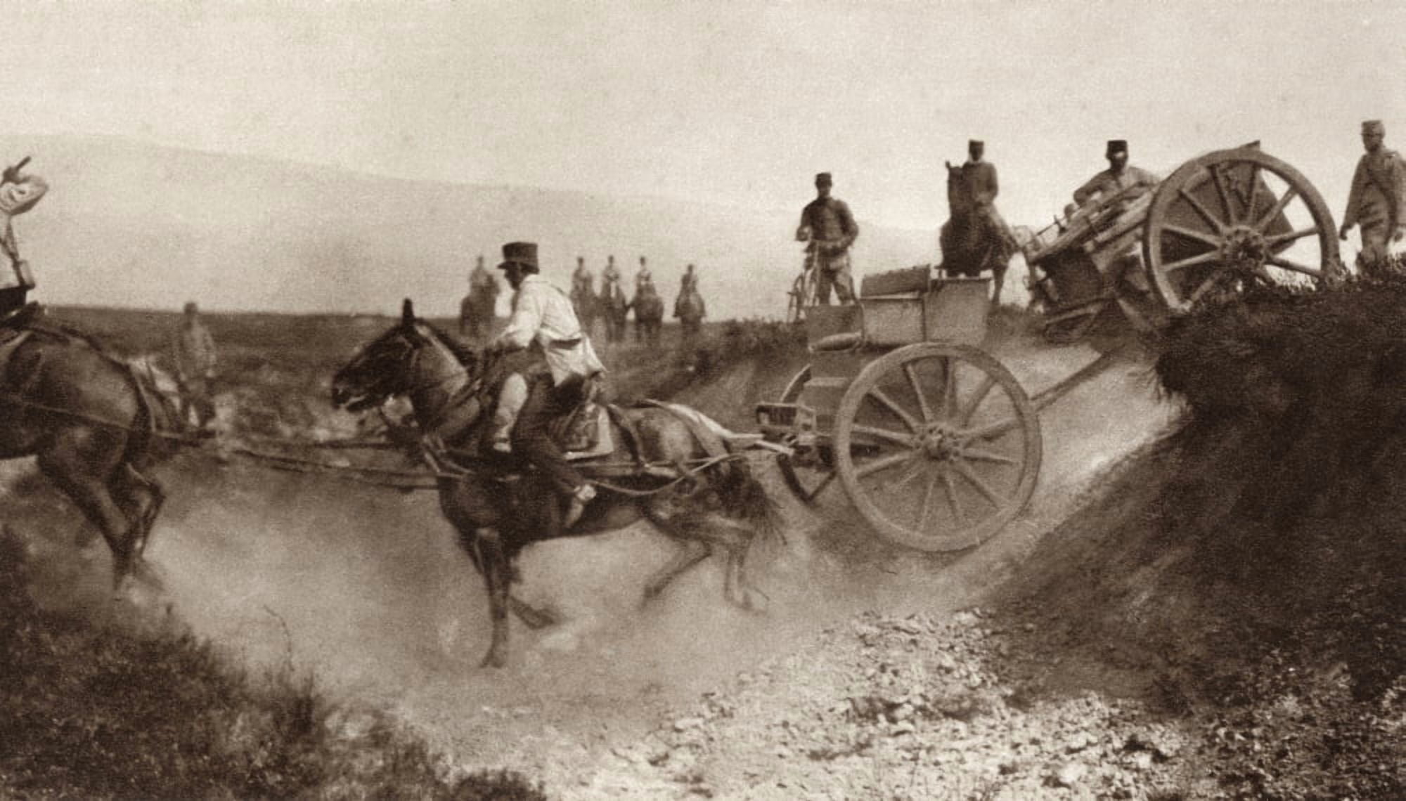 Ammunition Wagons Of An Italian Field Battery Moving Across Country During World War I From The Illustrated War News 1915 Canvas Art - Ken Welsh Design Pics (38 x 22)