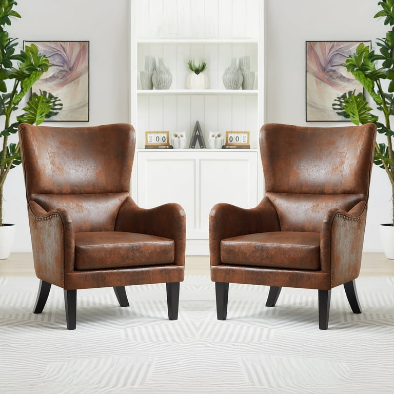 AmoDwell Mid-Century Wingback Chair Set of 2, Accent Chair with