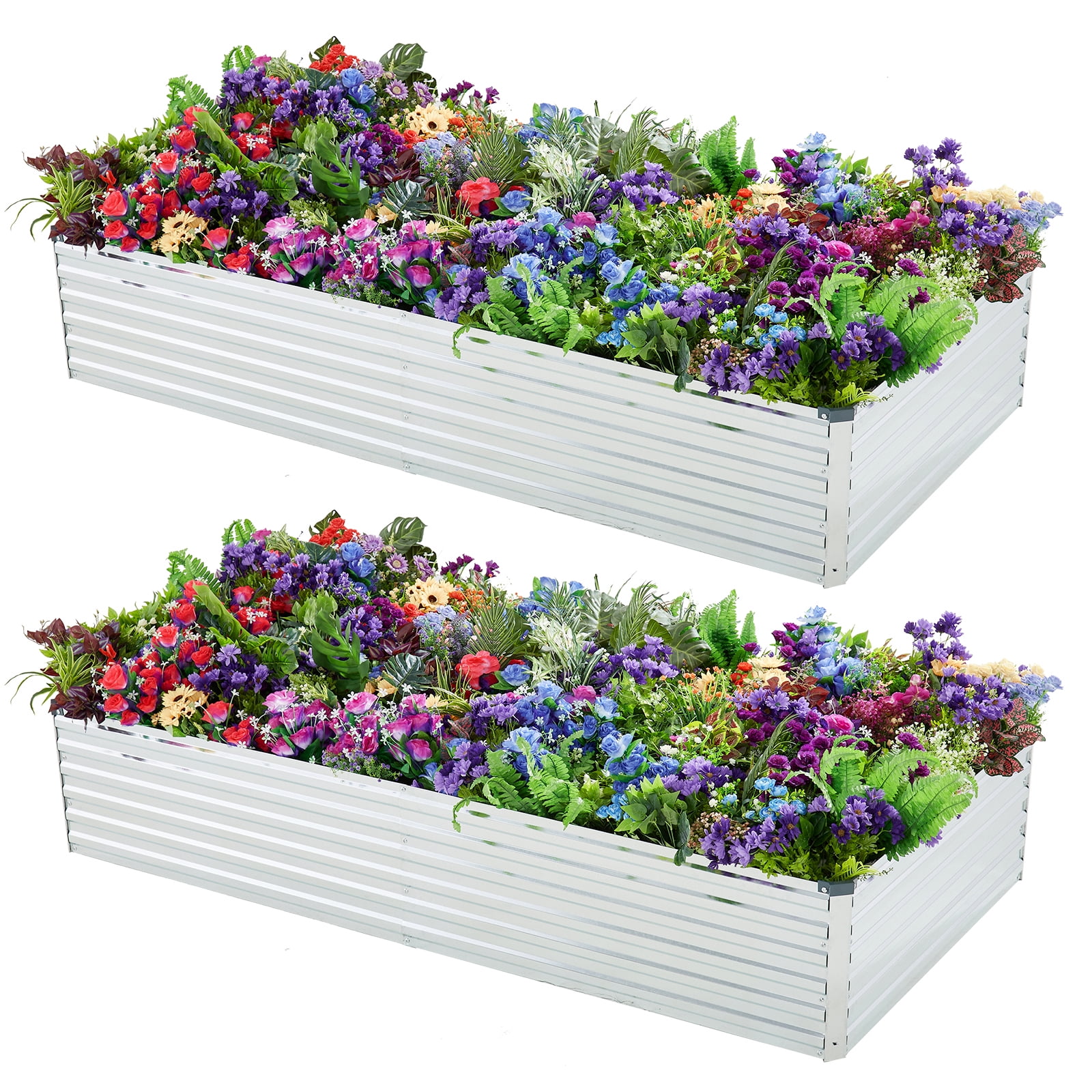 Galvanized Steel Outdoor Raised Garden Bed Planter Box, 6x3x1ft