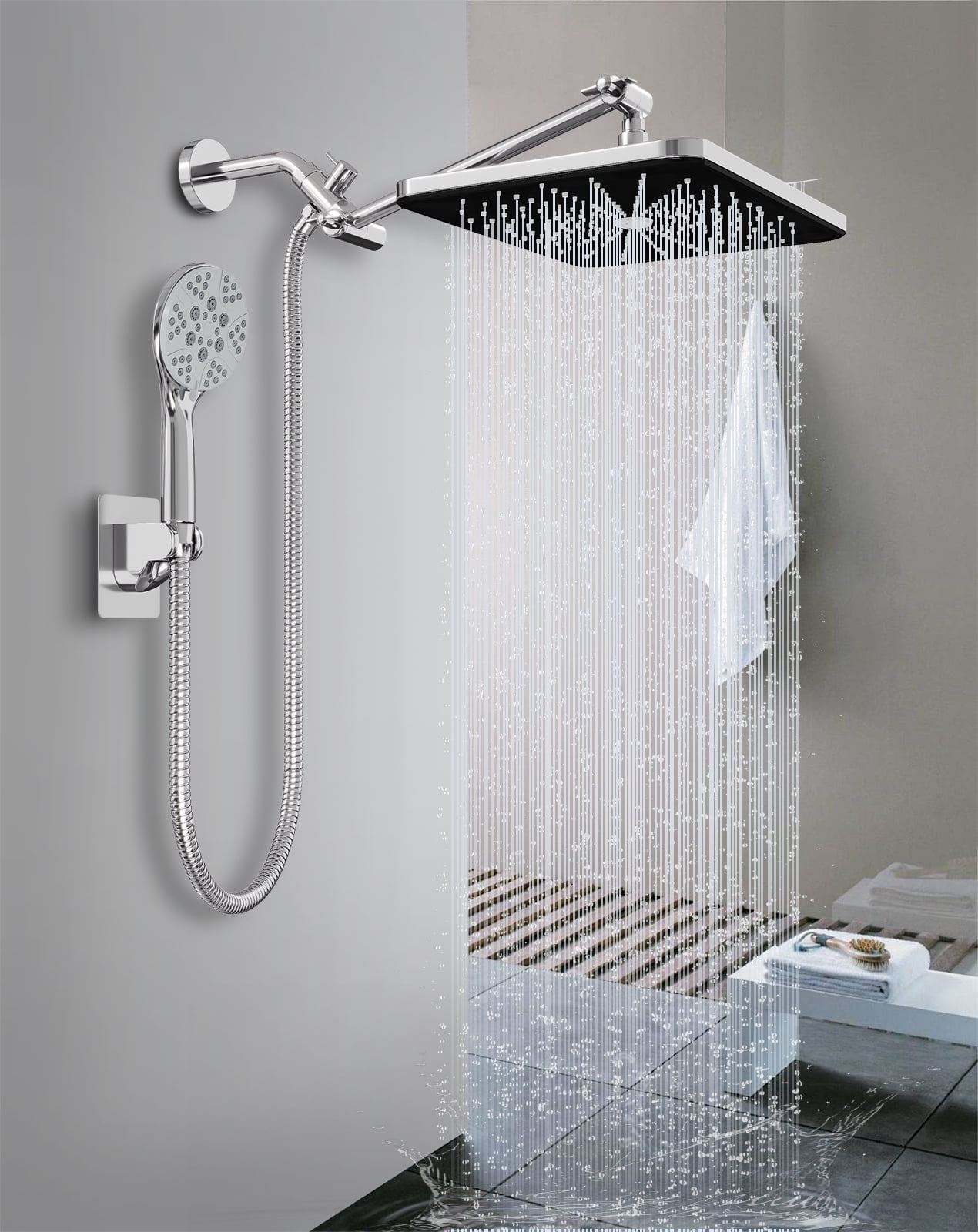 "Amobro 12"" High Pressure Rainfall Shower Head & Handheld Combo with ...