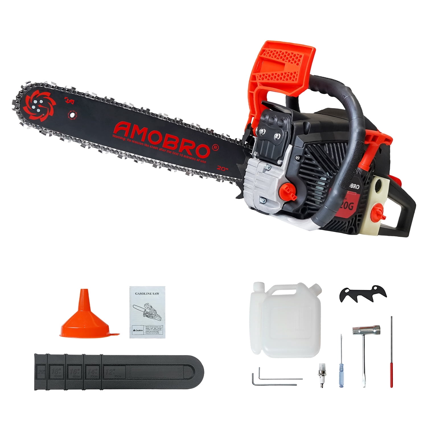 Amobro Gas Chainsaw 20-inch 62CC 3HP 2-Cycle Petrol Powered Chain Saws for Trees and Wood Cutting