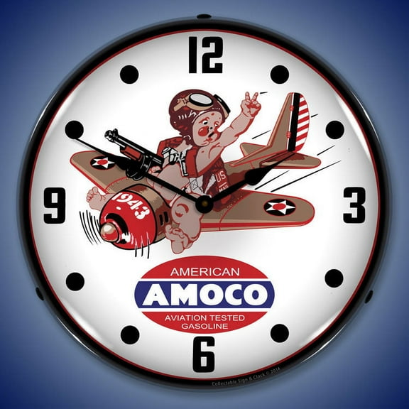 Amoco Aviation Wall Clock, Lighted: Airplane Theme