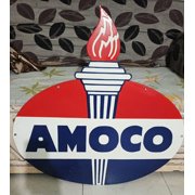 Amoco Pure Porcelain Enamel Heavy Metal Sign 30 incehs Double Side