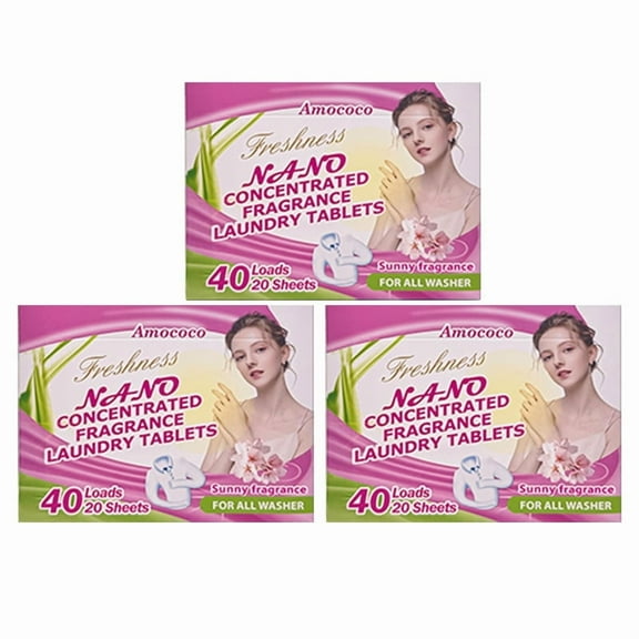 Amococo Nano Concentrated Fragrance Laundry Tablets (Sunny Fragrance) - 3Boxes, 40 Loads Each