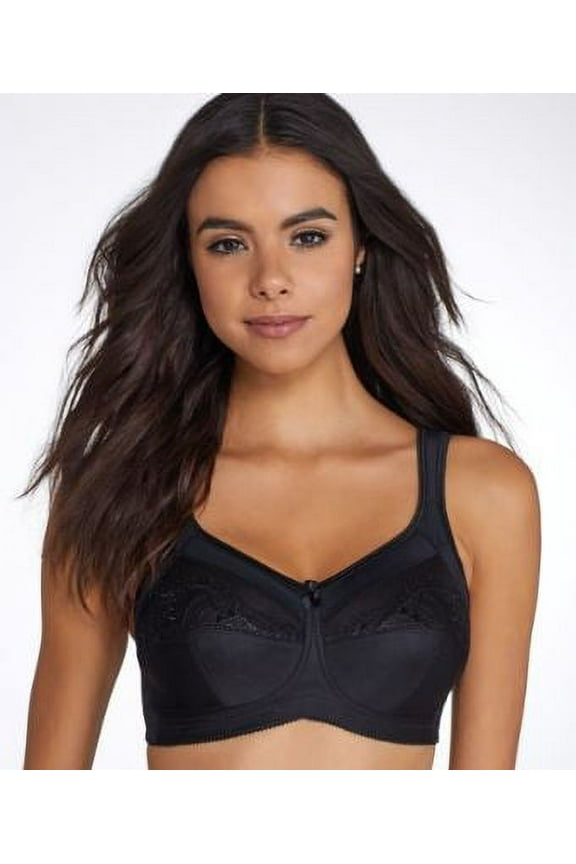 Women's Plus Size Isadora Full Figure Wirefree Pocketed Bra, Black, 38C