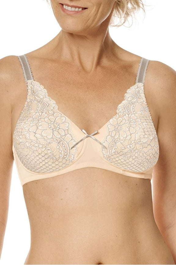 Womens Alina Padded Wire-Free Pocketed Mastectomy Bra Light Rose/Grey 42A