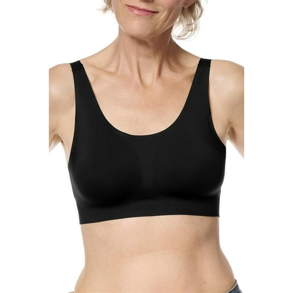 Amoena Womens Aylin Wire-Free Mastectomy Seamless Pocketed Mastectomy Bra Black L