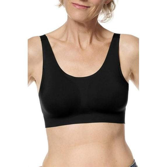 Amoena Womens Aylin Wire-Free Mastectomy Seamless Pocketed Mastectomy Bra Black L