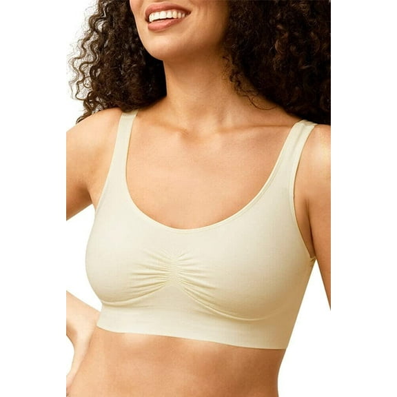 Amoena Womens Becky Wire-Free Seamless Organic Cotton Pocketed Mastectomy Bra Off-White XXL