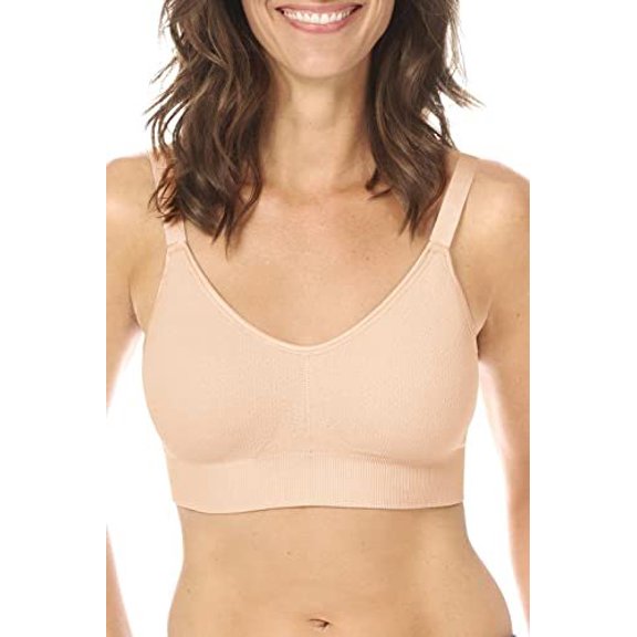 Amoena Womens Eliza Wire-Free Front Closure Pocketed Mastectomy Bra - Comfortable, Adjustable Wide Straps Rose Nude M