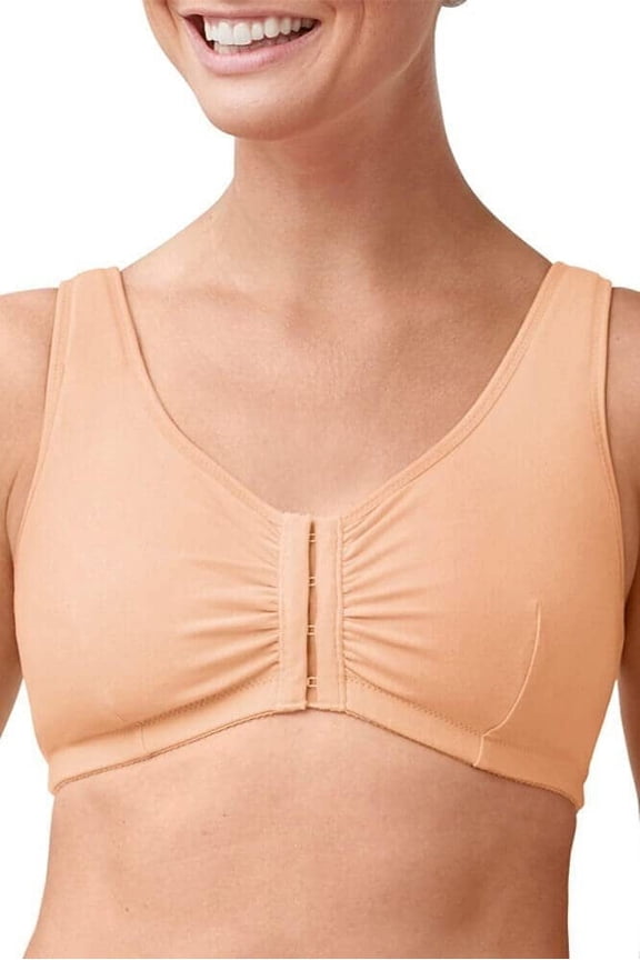 Womens Fleur Wire-Free Front Closure Cotton Pocketed Mastectomy Bra Nude MC/D