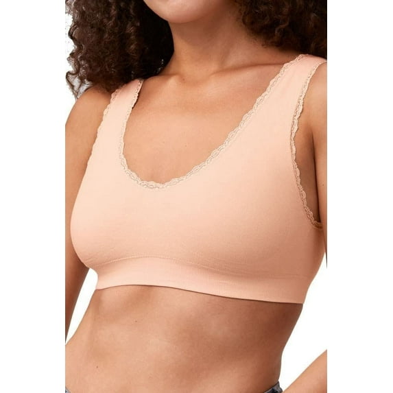 Amoena Womens Kitty Seamless Wire-Free Cotton Pocketed Mastectomy Bra Rose Nude Small
