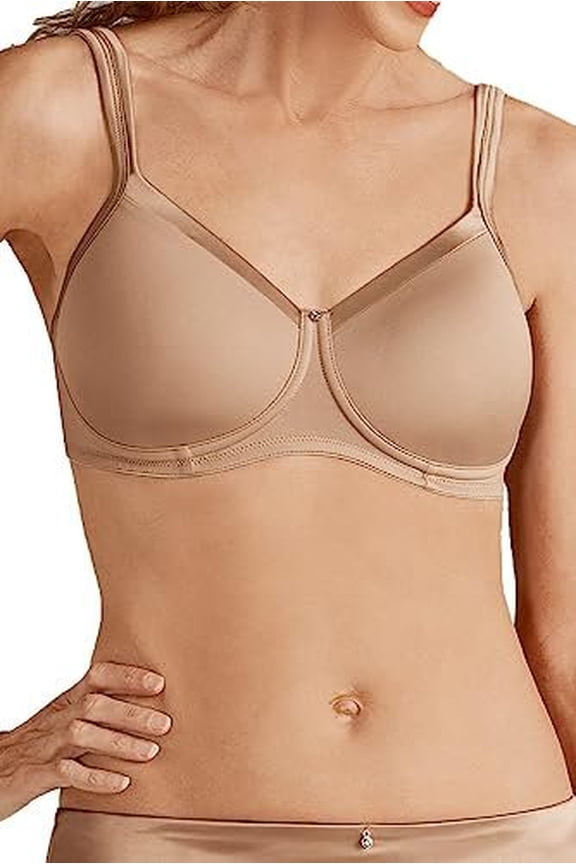 Women's Lara Satin Pocketed Seamless Wire Free Tshirt Bra, Nude, 32AA