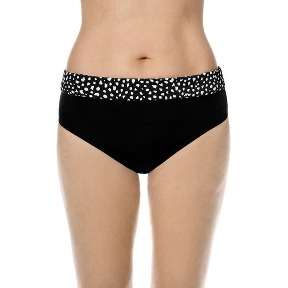 Amoena Womens Manila High-Waist Bikini Bottom Mastectomy Swimwear Black/White 14
