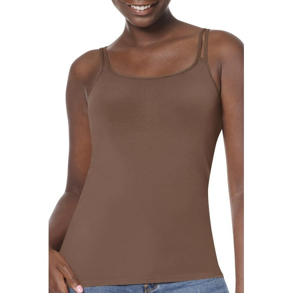 Amoena Womens Valletta Leisurewear Organic Cotton Pocketed Camisole Mastectomy Top with Built-in Shelf Bra/Breast Support Mocha 10