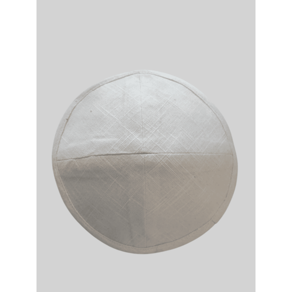 AmoghK Modern Linen Kippah for Men Yarmulke Cap Jewish Yamaka Hat Kippot Yarmulka Off-White 18 cm