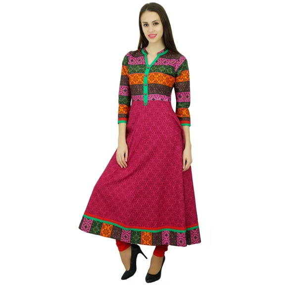 Amoghah Printed Long Anarkali Cotton Kurta Traditional Indian Kurti For Women