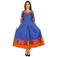 thumbnail image 1 of Amoghah Women Cotton Blue Solid Anarkali Kurti Indian Flaired Blouse Kurta Gift, 1 of 6