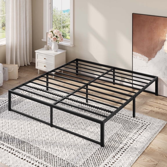 Amolife 14" King Bed Frame, Platform Metal Bed with Under Bed Storage, Easy Assembly, No Box Spring Needed, Black