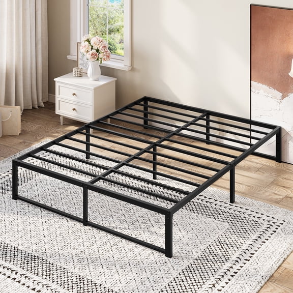 Amolife 14" Queen Platform Bed Frame, Heavy Duty Metal with Under Bed Storage，Black
