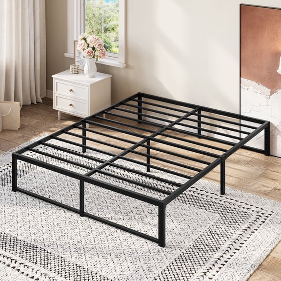 Amolife 14" Queen Platform Bed Frame, Heavy Duty Metal with Under Bed Storage,Black