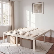 Amolife 14" Queen Size Bed Frame, Heavy Duty Metal Platform Bed Frame with 12.6" Under-bed Storage, Easy Assembly, Cream White