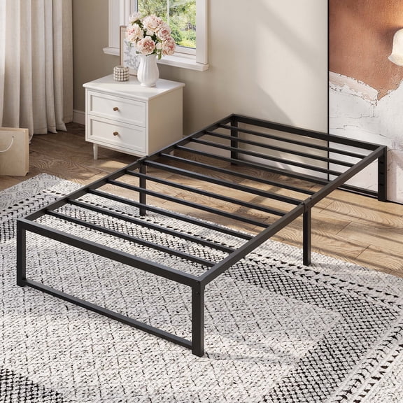 Amolife 14" Twin Bed Frame, Platform Metal Bed with Under Bed Storage, Easy Assembly, No Box Spring Needed, Black