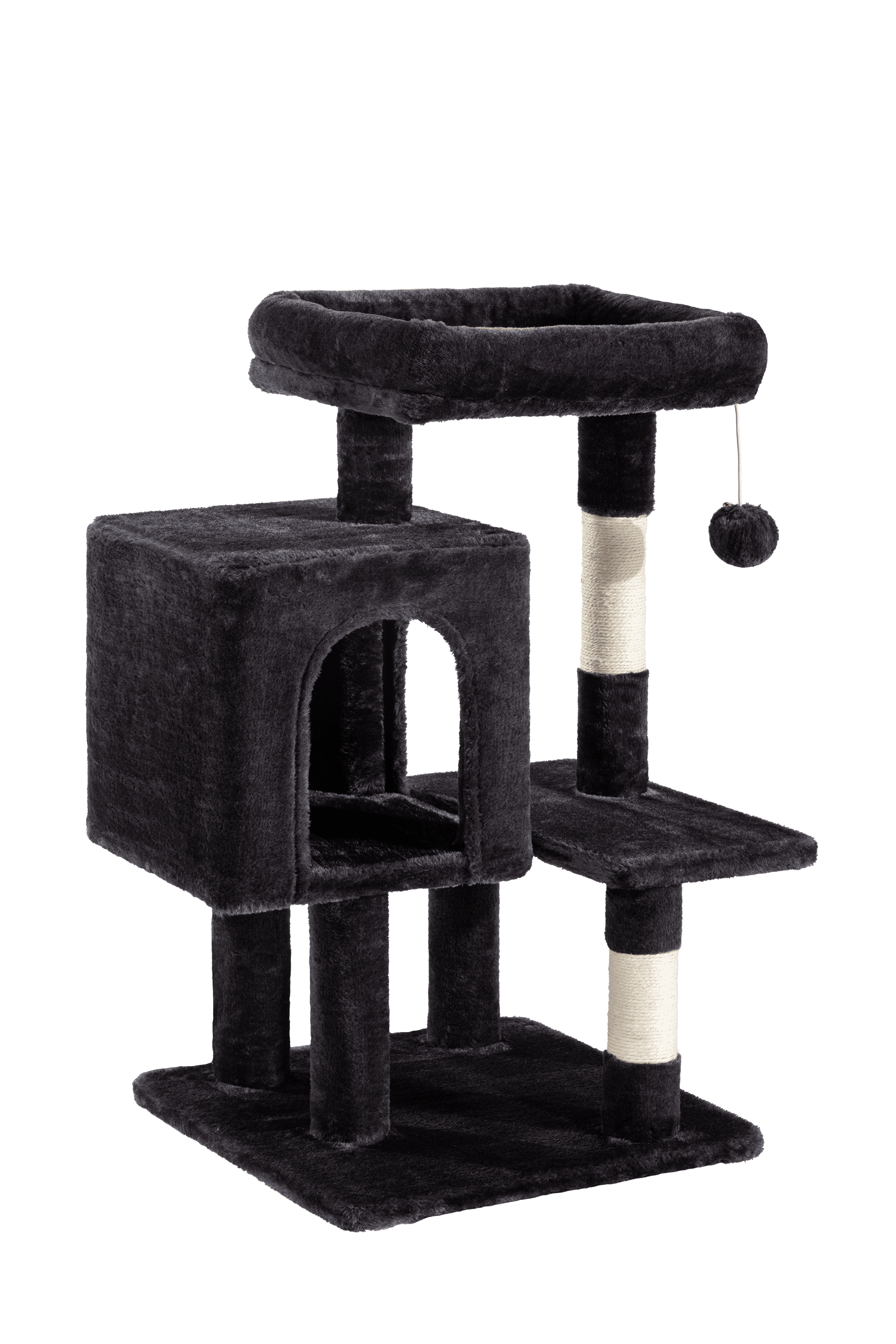 Amolife 29.1" Small Cat Tree Tower with Plush Cat Condo Perch Sisal Scratching Posts for Indoor Cats and Kittens, Dark Blue