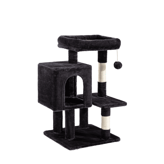 Amolife 29.1" Small Cat Tree Tower with Plush Cat Condo Perch Sisal Scratching Posts for Indoor Cats and Kittens, Dark Blue