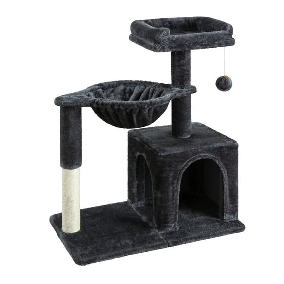 Amolife 29.5" Cat Tree Tower with Plush Condo Hammock, Large Perch Sisal Scratching Posts, Cat Furniture for Indoor Cats and Kittens, Blue Grey