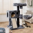 thumbnail image 1 of Amolife 36.6" Cat Tree Tower for Indoor Cats, Cat Condo with Plush Perch, Sisal Scratching Posts & Ramp, Cozy Cat Furniture, Blue, 1 of 9