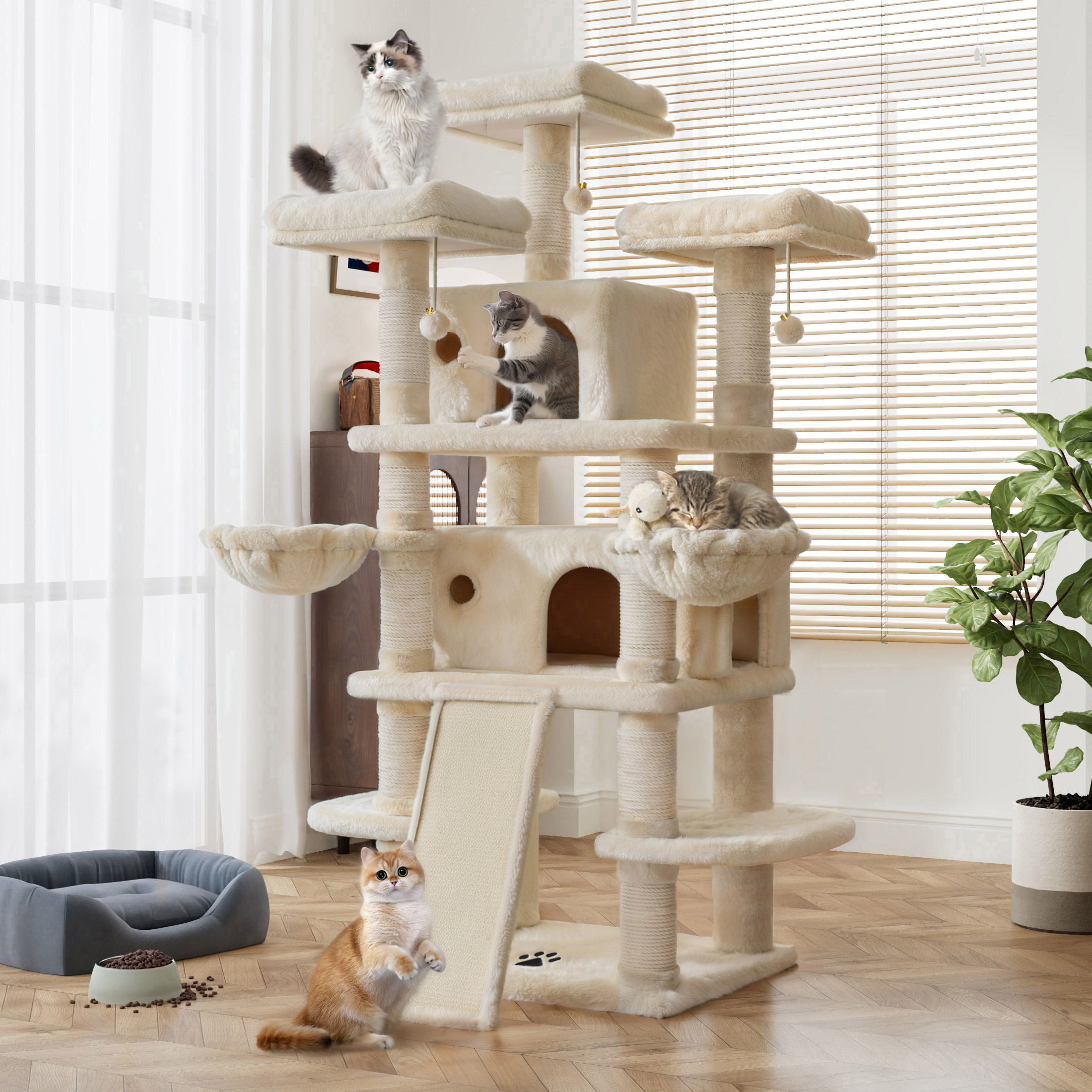Go Pet Club Cat Tree F2040 Beige 72 in.