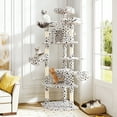 thumbnail image 1 of Amolife 73.6" Extra Large Corner Cat Tree, Fan-Shaped Tower with Scratching Posts & Condo House for Indoor Cats, White & Black Spot, 1 of 10