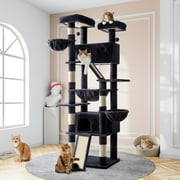 Amolife 81"H X-Large Cat Tree and Tower with Cat Condo House & 2 Scratching Ramps, Hammock & Scratching Posts, Blue