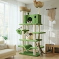 thumbnail image 1 of Amolife 82"Large Cat Tree Tower with Teddy Fleece Rattan Condo, Basket, Hammock and Scratching Posts for Indoor Cats and Kittens, Green, 1 of 8
