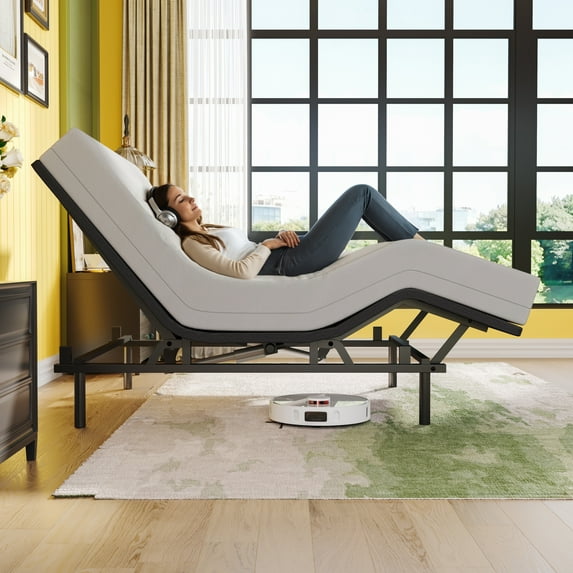 Amolife Basic Full Size Ergonomic Adjustable Bed Frame Base with Upgraded Motor 2.0, Wireless Remote Control, Independent Head & Foot Incline, Base Only