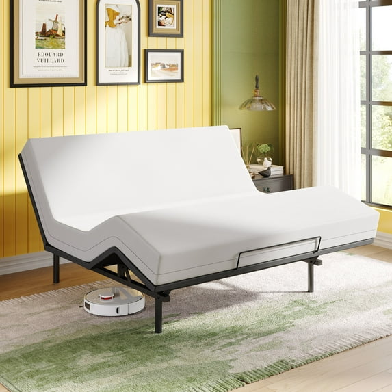 Amolife Basic King Size Ergonomic Adjustable Bed Frame Base with Upgraded Motor 2.0, Independent Head & Foot Incline, Wireless Remote Control, Base Only