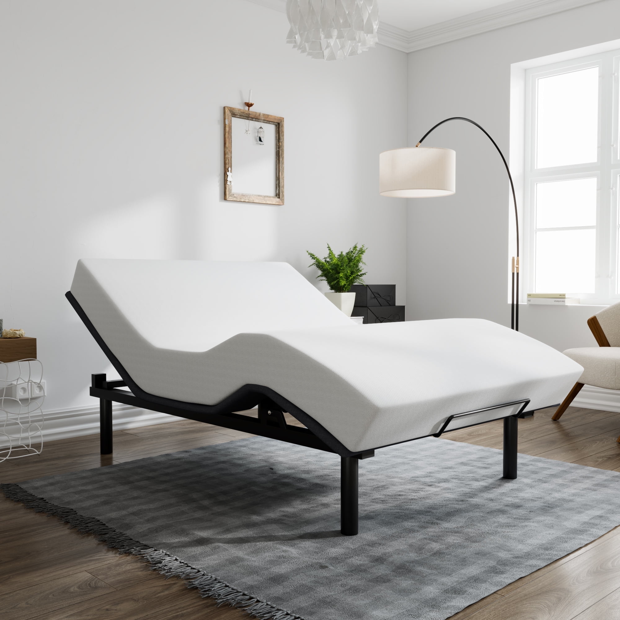 Amolife Basic Queen Size Ergonomic Adjustable Bed Frame Base with Upgraded Motor 2.0, Independent Head & Foot Incline, Wireless Remote Control, Base Only