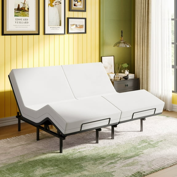 Amolife Basic Split King Size Ergonomic Adjustable Bed Frame Base with Motor 1.0, Independent Head & Foot Incline, Wireless Remote Control, Base Only