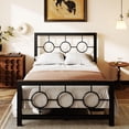 thumbnail image 1 of Amolife Twin Size Bed Frame, Heavy Duty Metal Platform Bed with Vintage Circular Headboard & Footboard, Black, 1 of 9