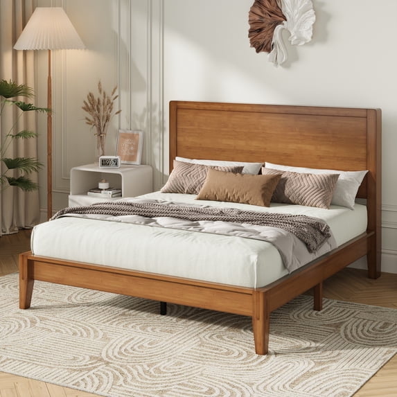 Design Plans Inset Amolife Full Bamboo Wood Platform Bed Frame with Upgraded Headboard and ...