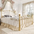 thumbnail image 1 of Amolife Full Bed Frame, Metal Platform Bed with Heart-Shaped Headboard and Footboard, 12.6'' Under-Bed Storage Space, No Box Spring Needed, Gold, 1 of 12
