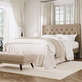 thumbnail image 1 of Amolife Full Bed Frame with Adjustable Headboard, Upholstered Platform Bed, No Box Spring Required, Beige, 1 of 11